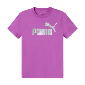 Puma T-Shirt Ess+ Textured Foil Big Logo Wild Berry da Bambina
